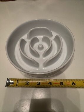 Ceramic Slow Feed Pet Bowl - White
